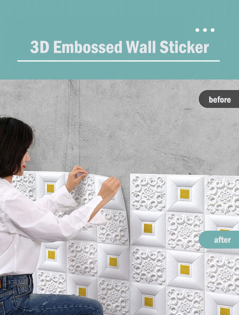 10Pcs 70x70cm Big Size Ceiling Wallpaper 3D Brick Waterproof Wall Stickers Foam Self-Adchive Wall Decoration