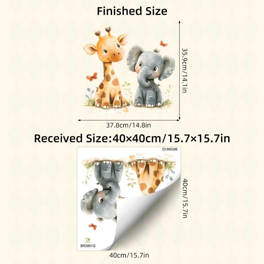 Cartoon Animal Wall Stickers - Giraffe And Elephant Design Removable Waterproof Decals For Kids Room, Nursery, Classroom Decor