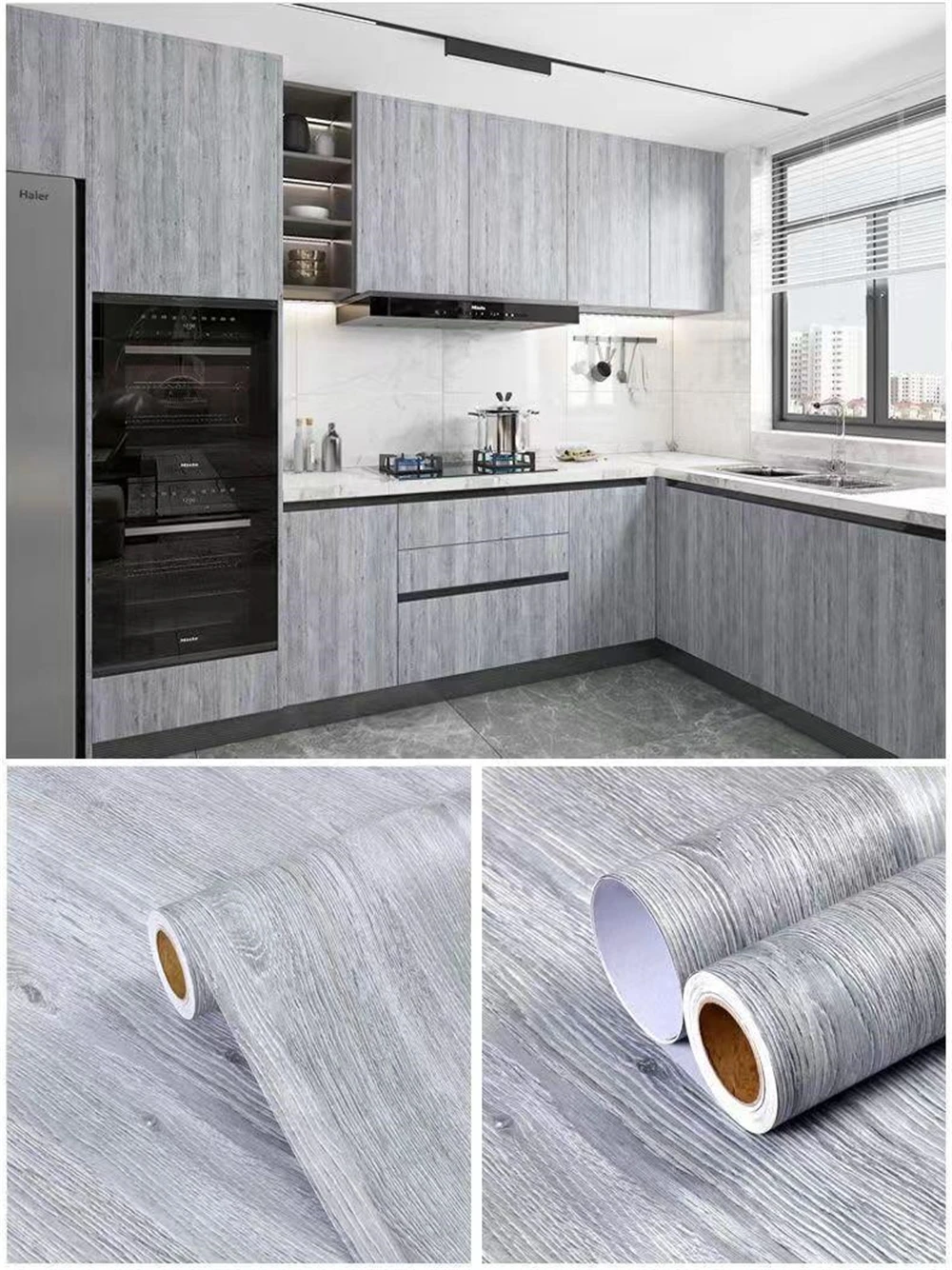 PVC Self Adhesive Waterproof Wallpaper Wall in Roll Furniture Cabinets Vinyl Decorative Film Wood Grain Stickers For Home Decor