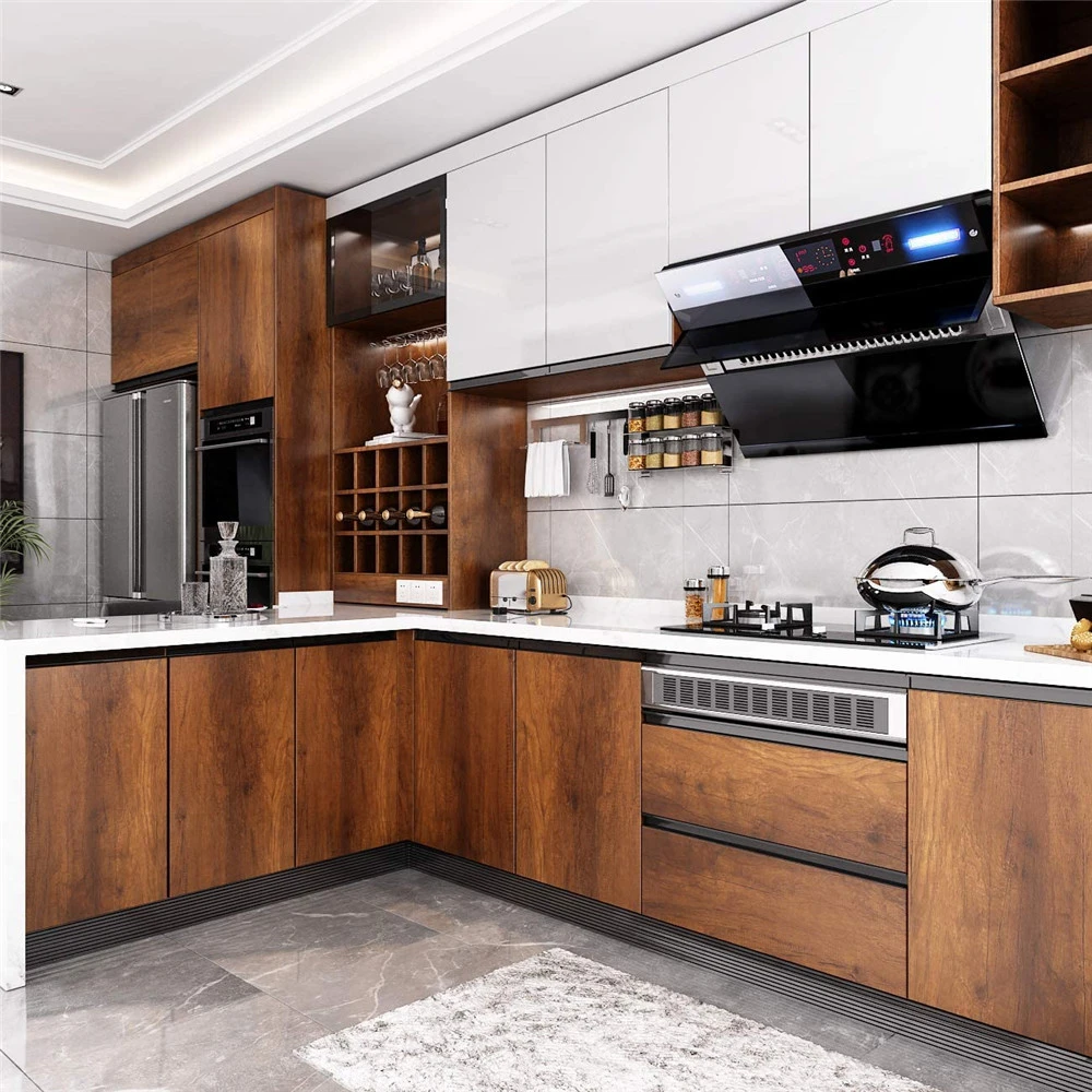 Wood Grain Contact Paper Brown Wooden Wallpaper Self-Adhesive Removable Vinyl Film Easy to Apply For Furniture Kitchen Cabinets