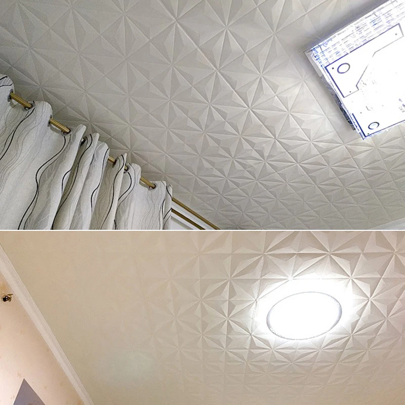 35*35cm 3d Room Decor Warm Decoration Self-adhesive Wall Stickers Ceiling Background Foam Waterproof Anti-collision Wallpaper