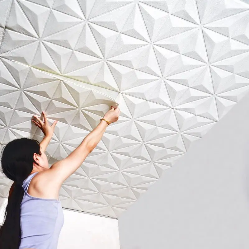35*35cm 3d Room Decor Warm Decoration Self-adhesive Wall Stickers Ceiling Background Foam Waterproof Anti-collision Wallpaper