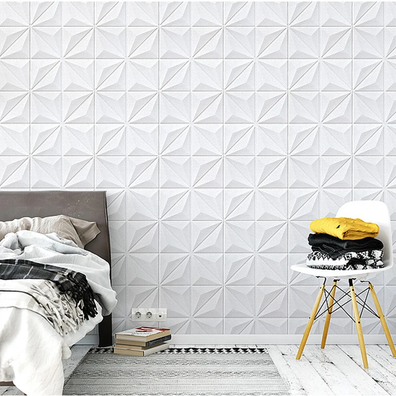 35*35cm 3d Room Decor Warm Decoration Self-adhesive Wall Stickers Ceiling Background Foam Waterproof Anti-collision Wallpaper