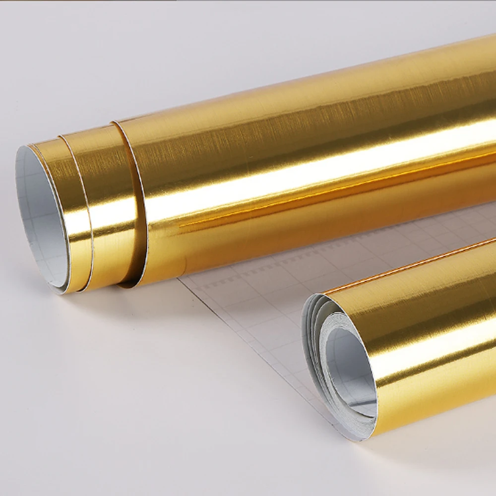 40cm Self-Adhesive Golden Stainless Brushed Contact Paper, Peel Stick Wallpaper, Removable Wall Decals For RefrigeratorFurniture