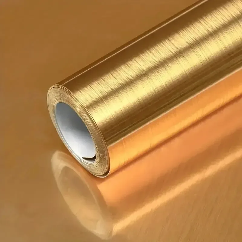 40cm Self-Adhesive Golden Stainless Brushed Contact Paper, Peel Stick Wallpaper, Removable Wall Decals For RefrigeratorFurniture