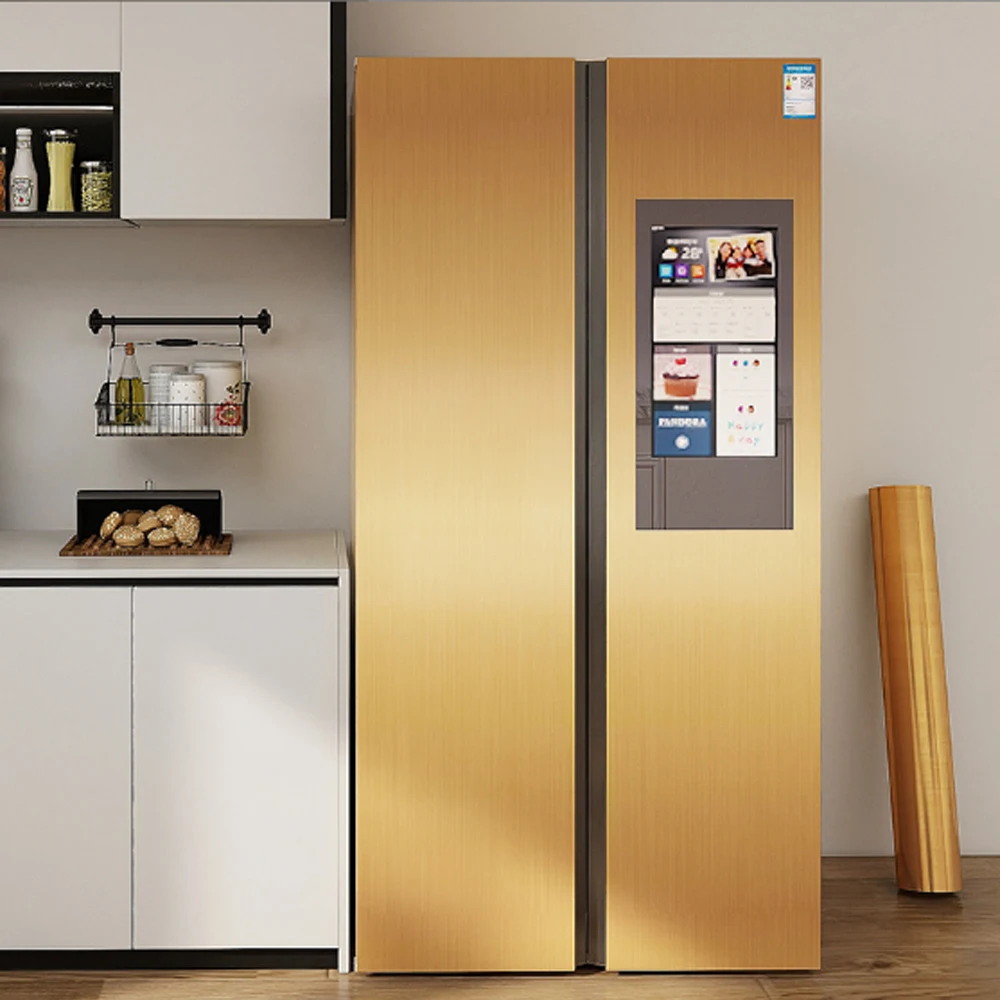 40cm Self-Adhesive Golden Stainless Brushed Contact Paper, Peel Stick Wallpaper, Removable Wall Decals For RefrigeratorFurniture