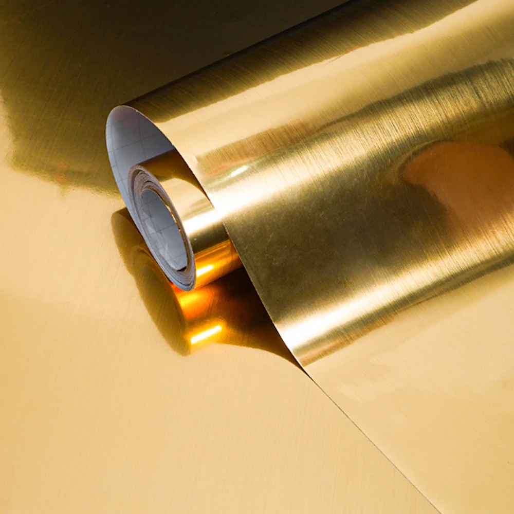 40cm Self-Adhesive Golden Stainless Brushed Contact Paper, Peel Stick Wallpaper, Removable Wall Decals For RefrigeratorFurniture