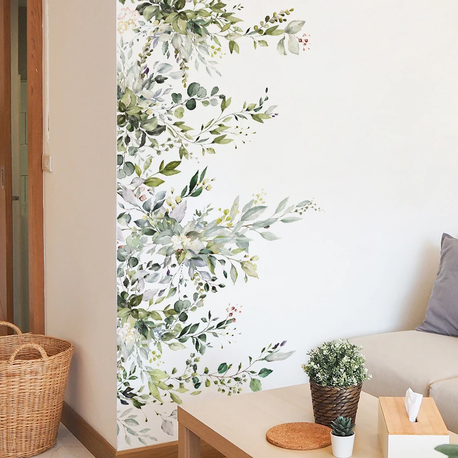Watercolor Vines Wall Stickers Removable Self-Adhesive Vinyl Decals For Home Decor Greenery Art Nursery Or Bedroom Decoration