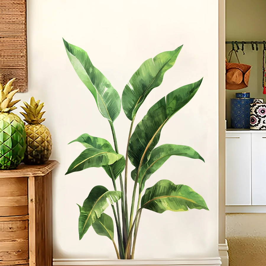Realistic Green Plant Wall Sticker 3D Vivid Leaf Decal Easy Peel And Stick For Home Office Bedroom Wall Art Decals