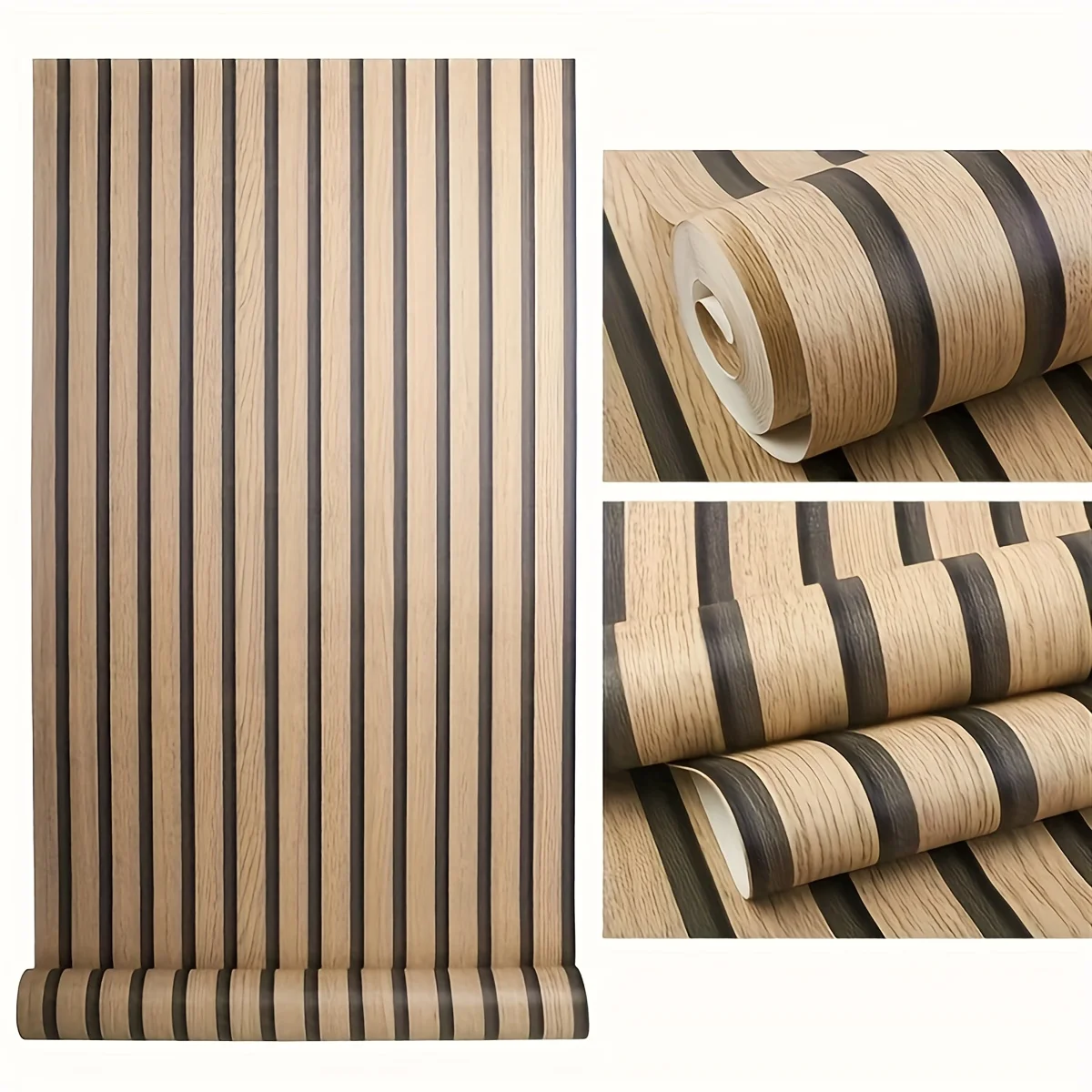 45cm Big Roll Home Decoration Background Wall Desk Cabinet Wallpaper Wood Stripes Waterproof PVC Self-adhesive Wall Stickers