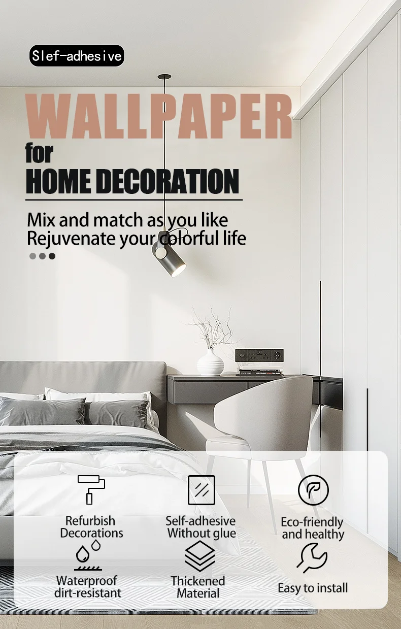 40CM Matte Frosted Black Solid Color Wallpaper Self Adhesive Waterproof Moisture Proof Furniture and Wall Decoration Stickers