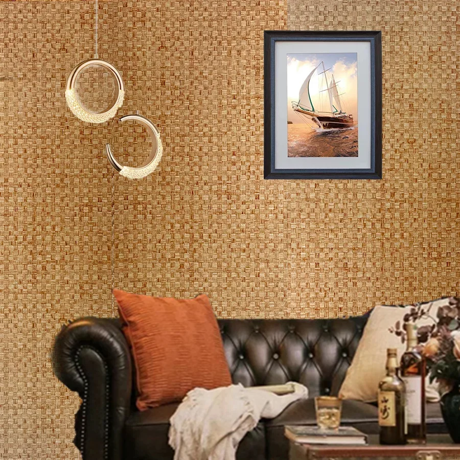 Chinese Style Bamboo Mat Pattern Self-adhesive Wallpaper Retro Style Restaurant and Study Imitation Bamboo Woven PVC Wallpaper
