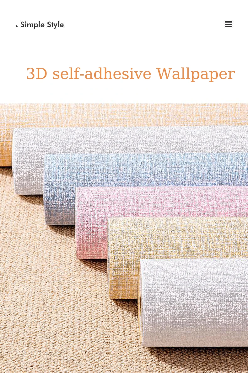50cm Solid Linen Foam 3D Self-Adhesive Thickened Wall Sticker PVC Waterproof Background Wall Renovation Wallpaper