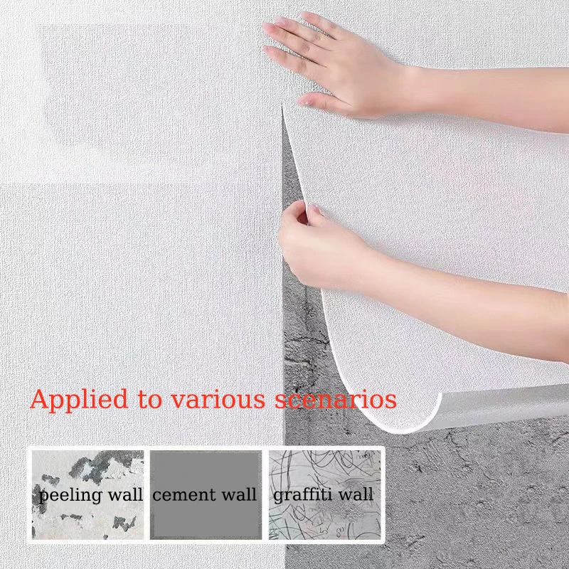50cm Solid Linen Foam 3D Self-Adhesive Thickened Wall Sticker PVC Waterproof Background Wall Renovation Wallpaper