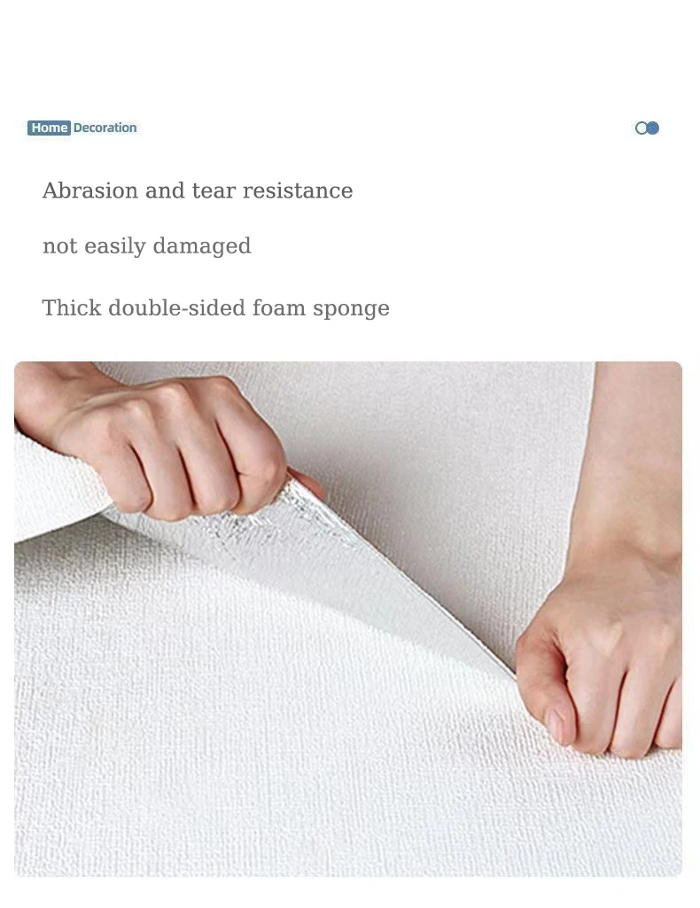 50cm Solid Linen Foam 3D Self-Adhesive Thickened Wall Sticker PVC Waterproof Background Wall Renovation Wallpaper