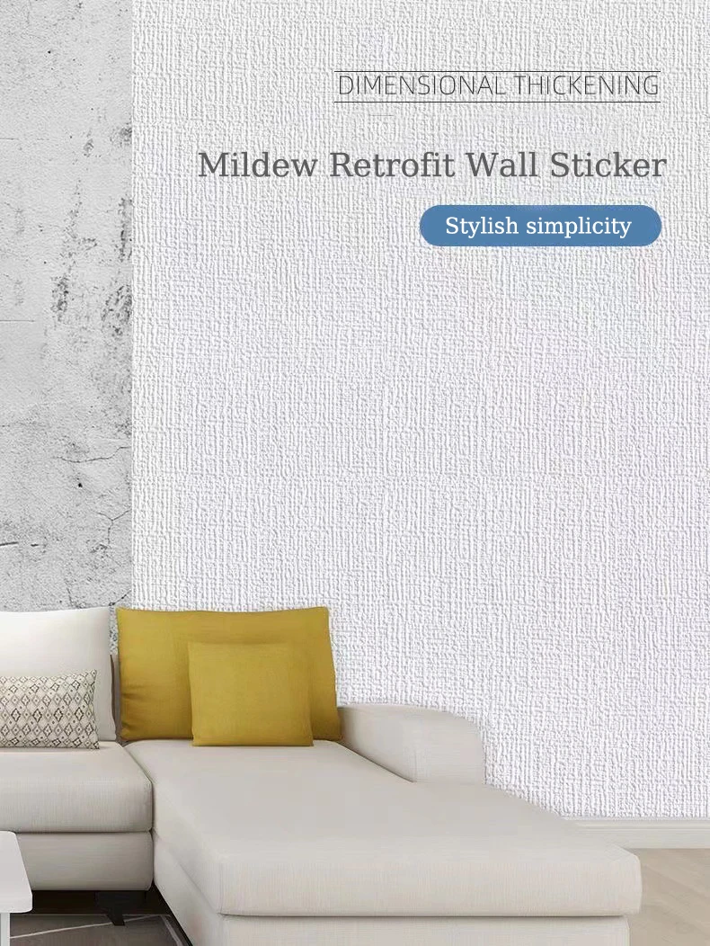 50cm Solid Linen Foam 3D Self-Adhesive Thickened Wall Sticker PVC Waterproof Background Wall Renovation Wallpaper
