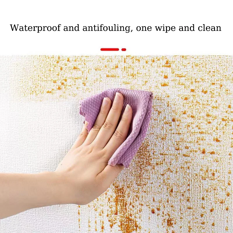 50cm Solid Linen Foam 3D Self-Adhesive Thickened Wall Sticker PVC Waterproof Background Wall Renovation Wallpaper
