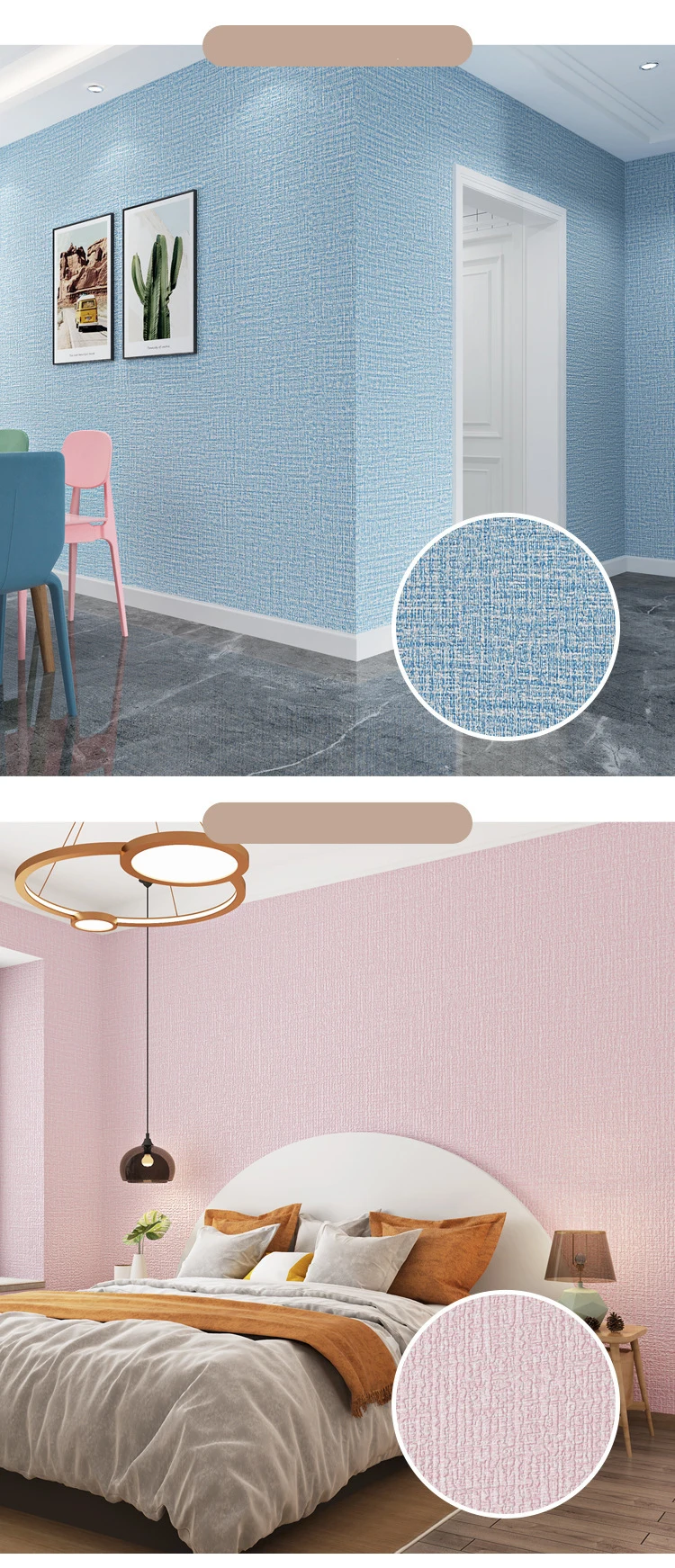 50cm Solid Linen Foam 3D Self-Adhesive Thickened Wall Sticker PVC Waterproof Background Wall Renovation Wallpaper