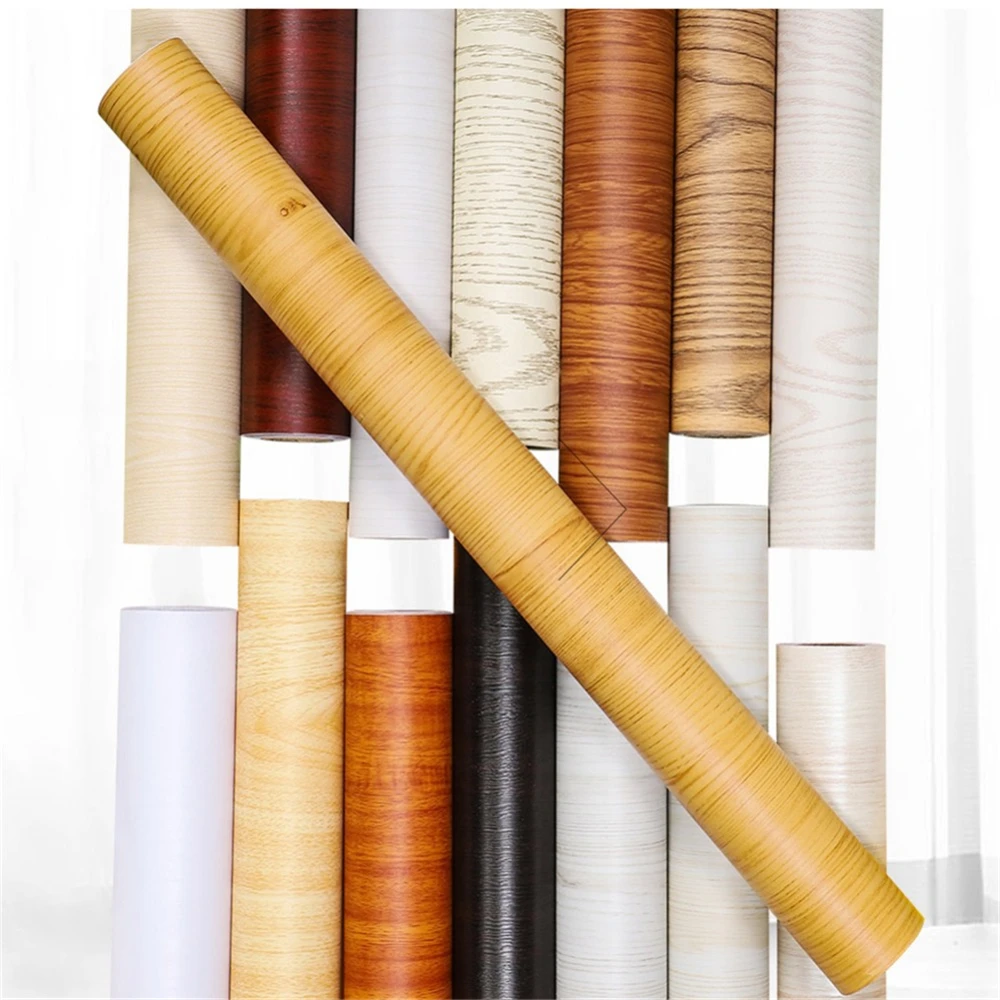 55cm Width Wood Grain PVC Wallpaper for Door Wardrobe Cupboard Table Furniture Waterproof Self Adhesive Stickers Home Decor Film