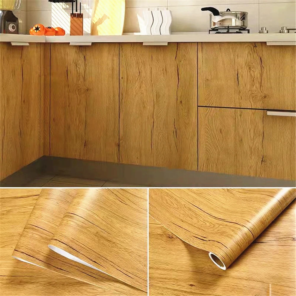 55cm Width Wood Grain PVC Wallpaper for Door Wardrobe Cupboard Table Furniture Waterproof Self Adhesive Stickers Home Decor Film