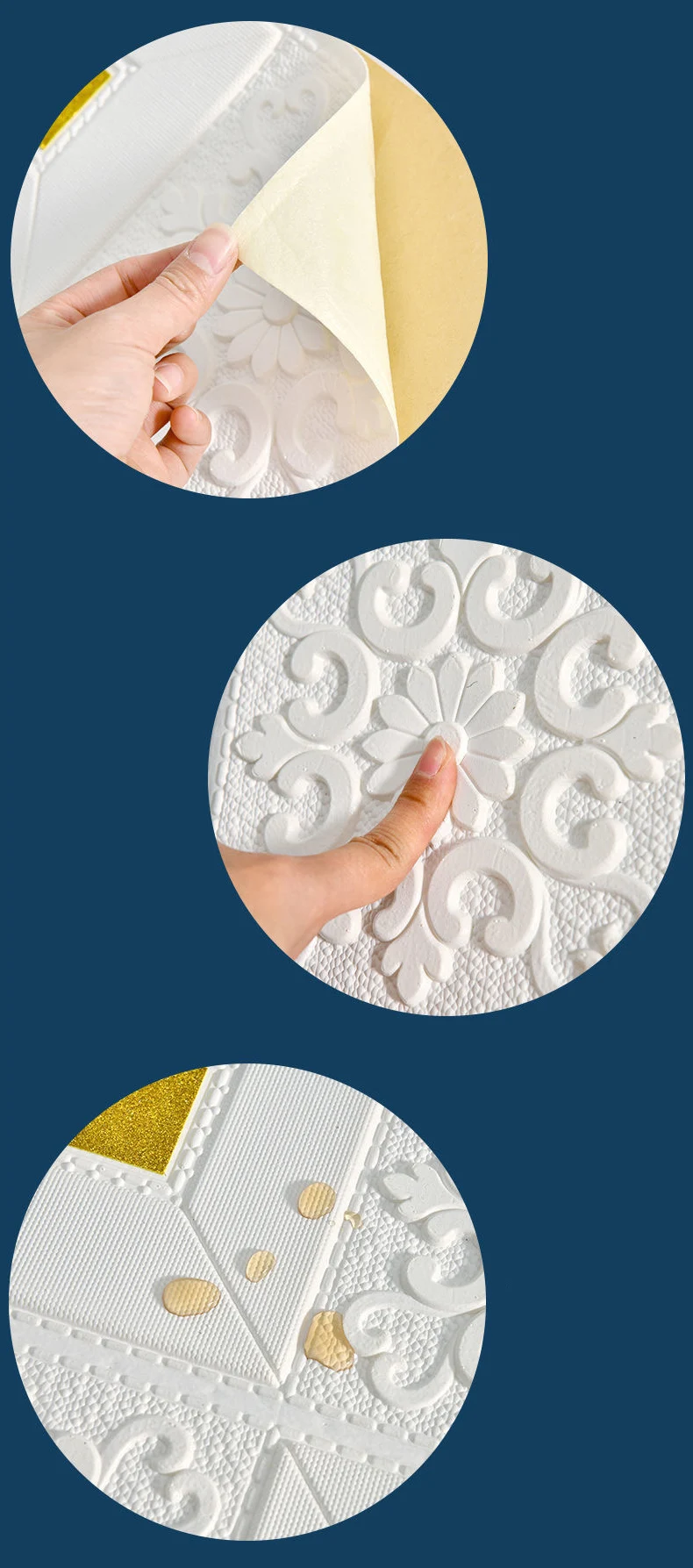 70cm*1/5/10m 3D Stereo Wall Stickers Self-adhesive Ceiling Decor Stickers Living Room Bedroom TV Background Waterproof Wallpaper