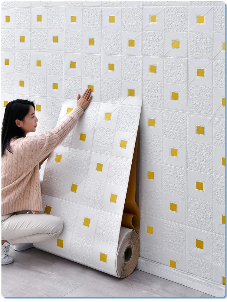 70cm*1/5/10m 3D Stereo Wall Stickers Self-adhesive Ceiling Decor Stickers Living Room Bedroom TV Background Waterproof Wallpaper