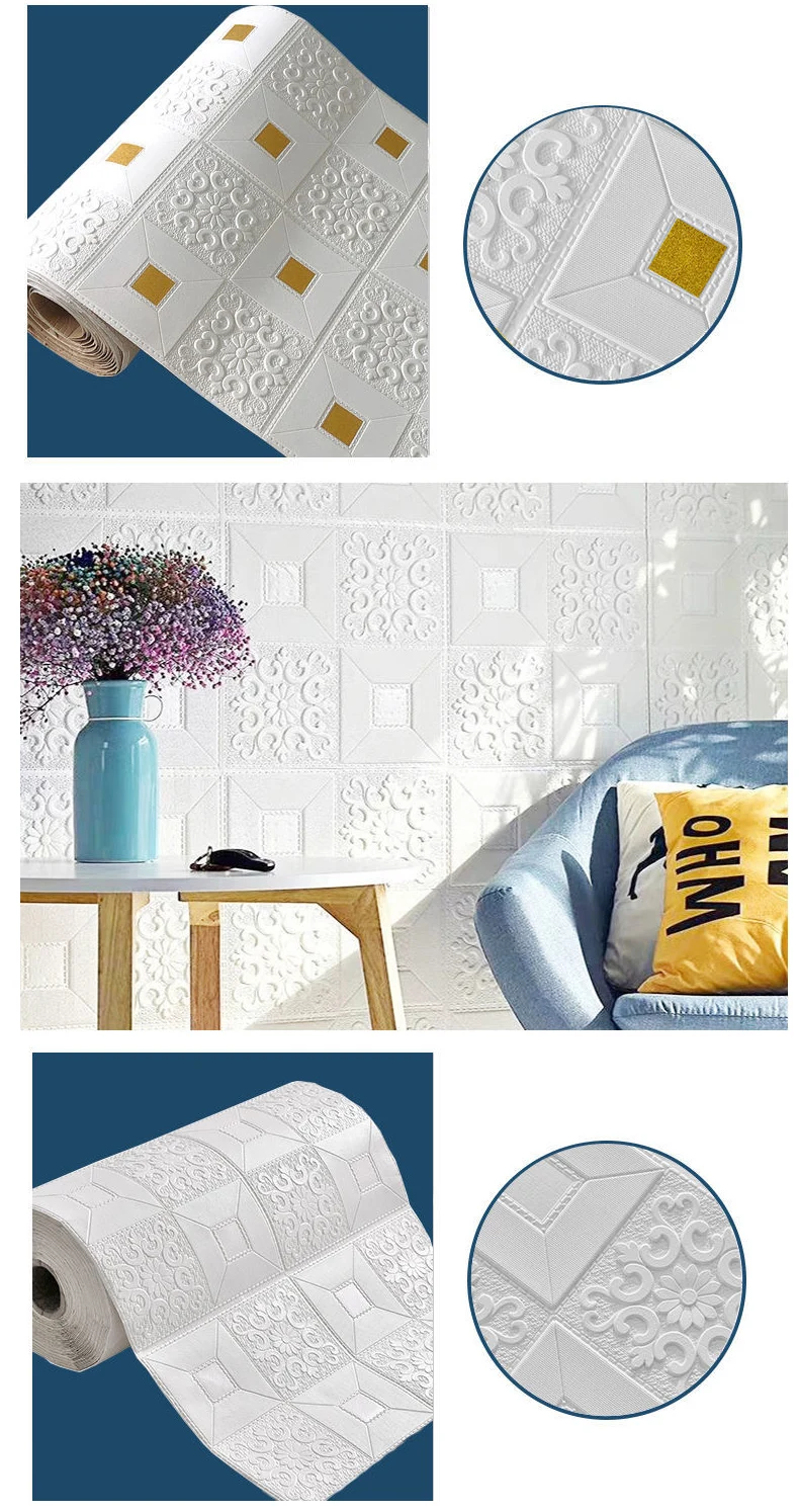 70cm*1/5/10m 3D Stereo Wall Stickers Self-adhesive Ceiling Decor Stickers Living Room Bedroom TV Background Waterproof Wallpaper