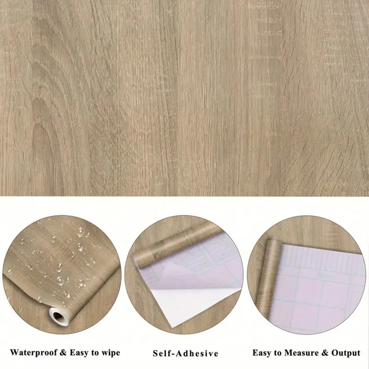 55cm Width Wood Grain PVC Wallpaper for Door Wardrobe Cupboard Table Furniture Waterproof Self Adhesive Stickers Home Decor Film
