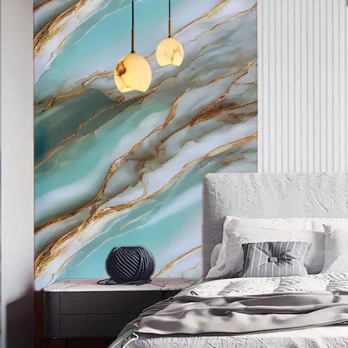 8M Marble Decor Stickers Self Adhesive Waterproof Oil Proof Aluminum Foil Wallpaper for Kitchen Cabinet Countertop Renovation