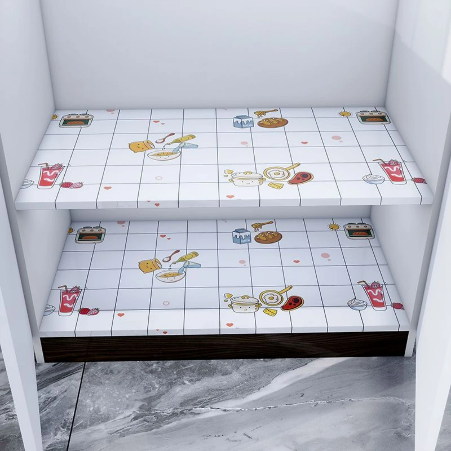 8M Marble Decor Stickers Self Adhesive Waterproof Oil Proof Aluminum Foil Wallpaper for Kitchen Cabinet Countertop Renovation