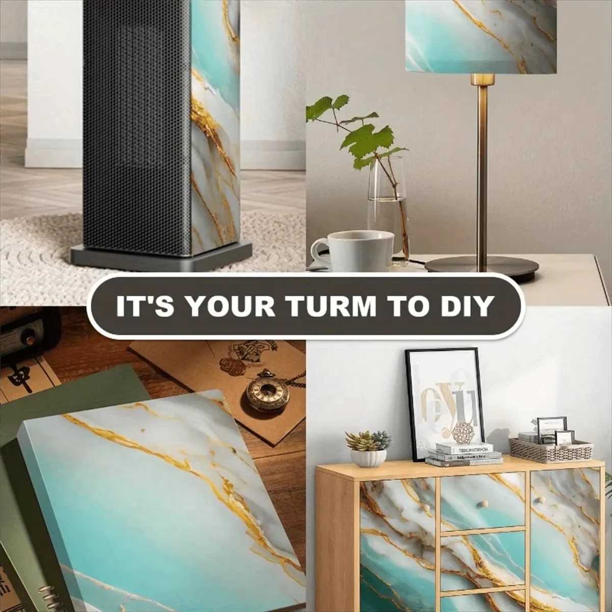 8M Marble Decor Stickers Self Adhesive Waterproof Oil Proof Aluminum Foil Wallpaper for Kitchen Cabinet Countertop Renovation
