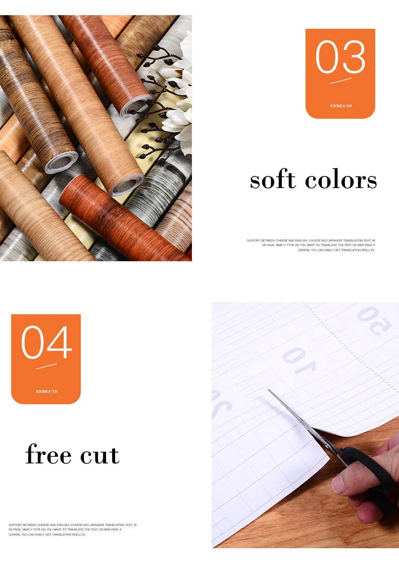 45cm Big Roll Home Decoration Background Wall Desk Cabinet Wallpaper Wood Stripes Waterproof PVC Self-adhesive Wall Stickers
