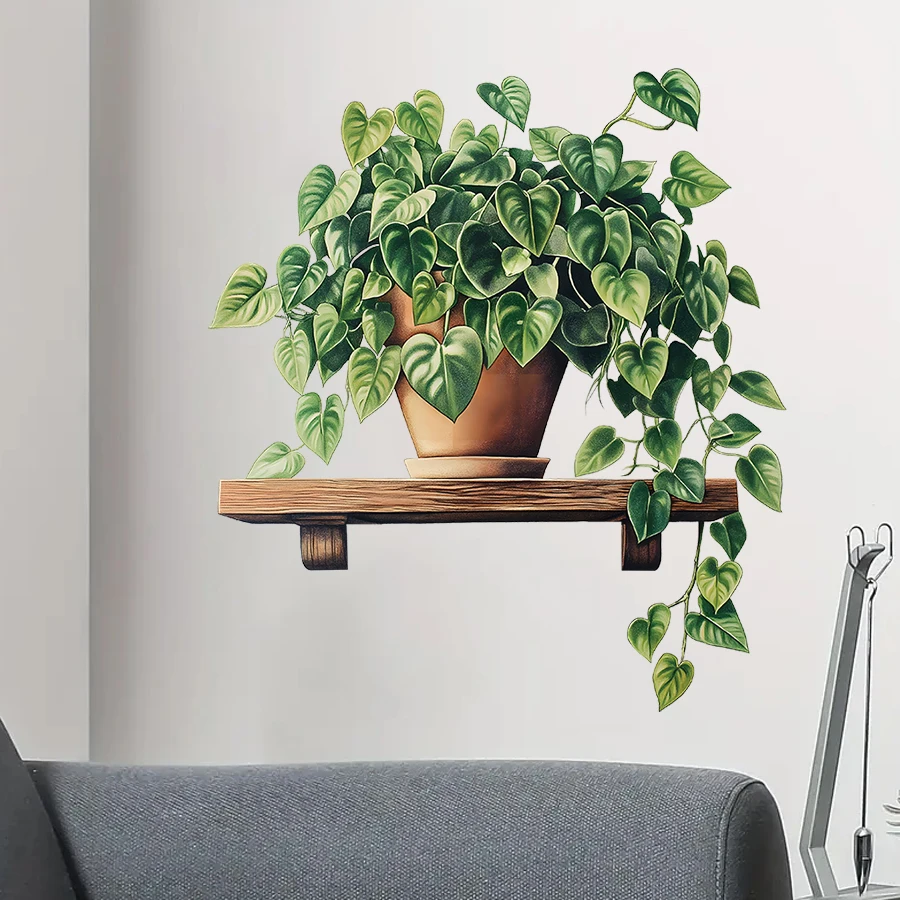 1pcs Watercolor Botanical Plant Wall Decals - Removable Vinyl Stickers For Living Room, Bedroom & Modern Farmhouse Decor