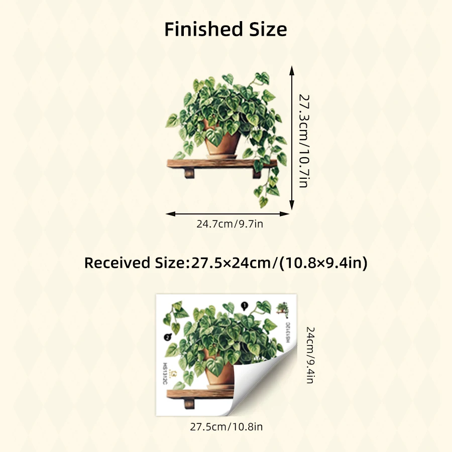 1pcs Watercolor Botanical Plant Wall Decals - Removable Vinyl Stickers For Living Room, Bedroom & Modern Farmhouse Decor