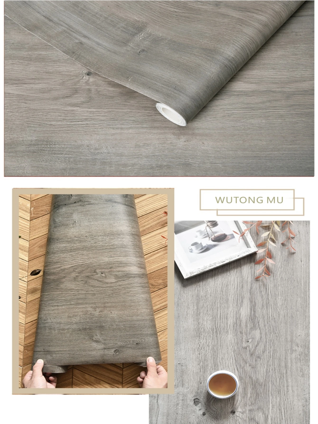 6M Waterproof Self Adhesive PVC Wallpaper Roll Furniture Cabinets Vinyl Decorative Film Wood Grain Stickers for Diy Home Decor