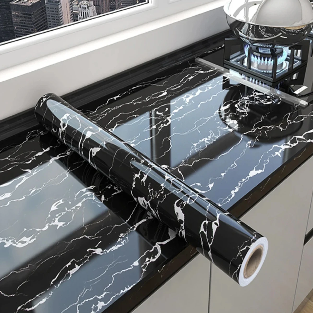 40cm Marble Vinyl Self Adhesive Wallpaper Waterproof Contact Paper PVC Wall Stickers for Kitchen Livingroom Home Decorative Film