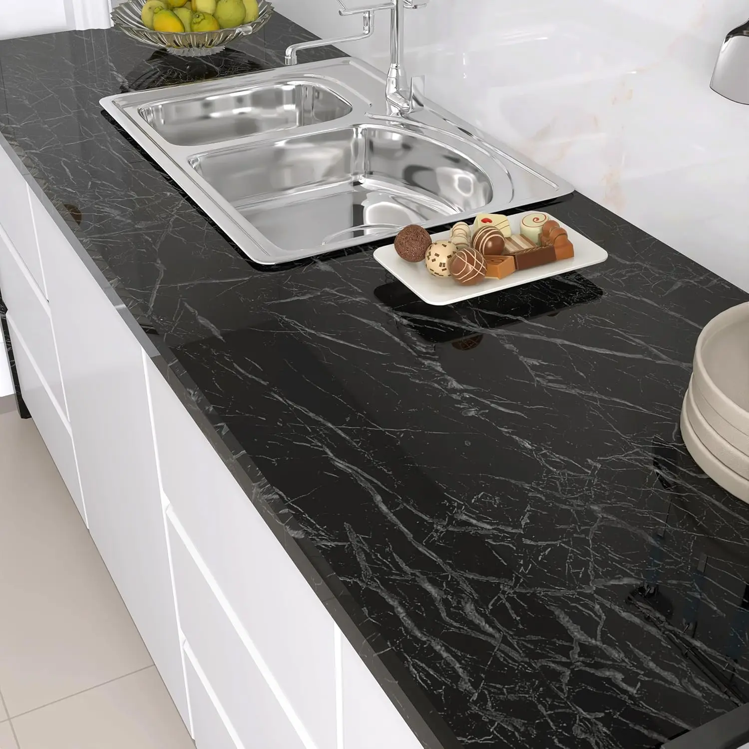 40cm Marble Vinyl Self Adhesive Wallpaper Waterproof Contact Paper PVC Wall Stickers for Kitchen Livingroom Home Decorative Film