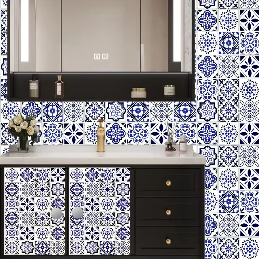 Small Ceramic Tile Pattern Wallpaper Bathroom Stove Kitchen Decoration Renovation Self-adhesive Wallpaper Wall Stickers