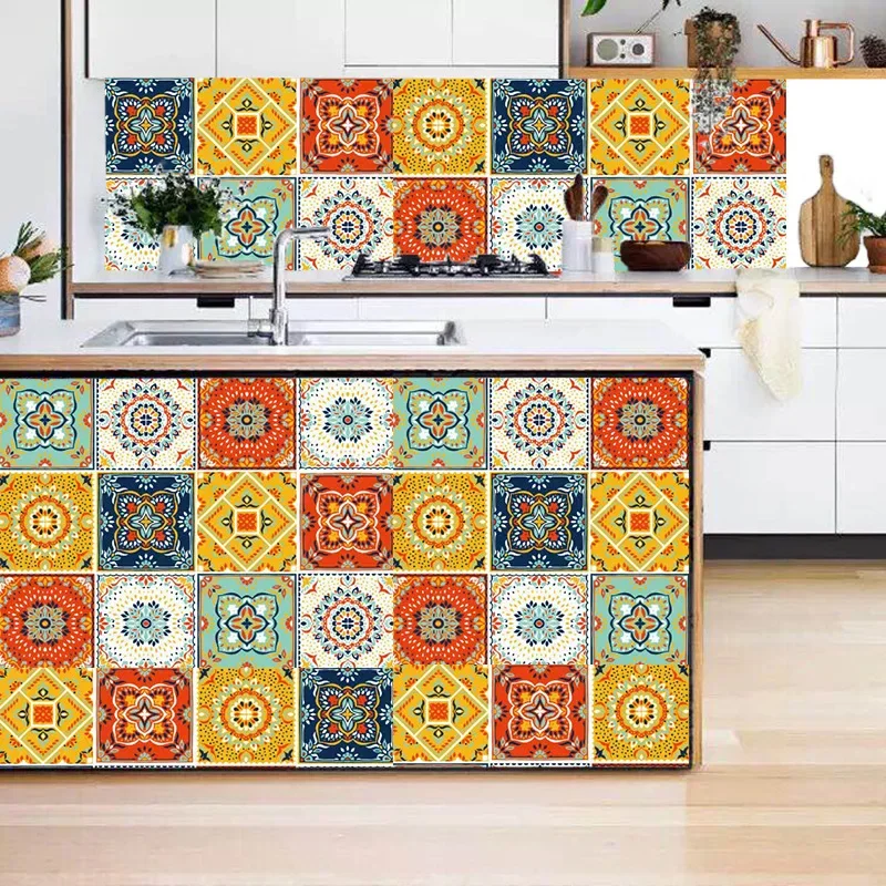 Small Ceramic Tile Pattern Wallpaper Bathroom Stove Kitchen Decoration Renovation Self-adhesive Wallpaper Wall Stickers