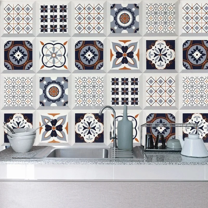 Small Ceramic Tile Pattern Wallpaper Bathroom Stove Kitchen Decoration Renovation Self-adhesive Wallpaper Wall Stickers