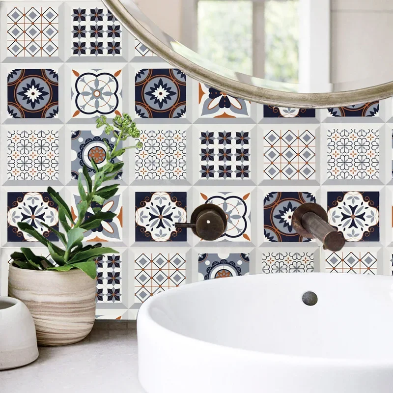 Small Ceramic Tile Pattern Wallpaper Bathroom Stove Kitchen Decoration Renovation Self-adhesive Wallpaper Wall Stickers