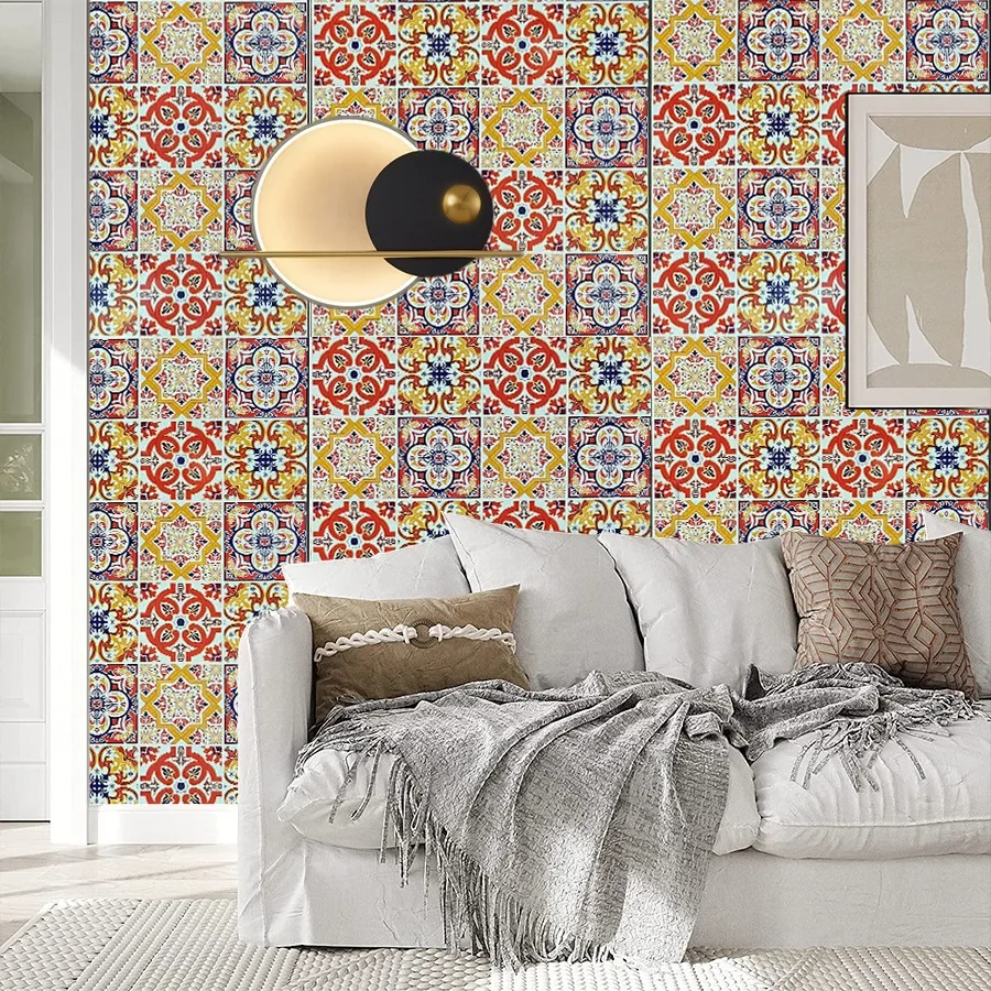Small Ceramic Tile Pattern Wallpaper Bathroom Stove Kitchen Decoration Renovation Self-adhesive Wallpaper Wall Stickers