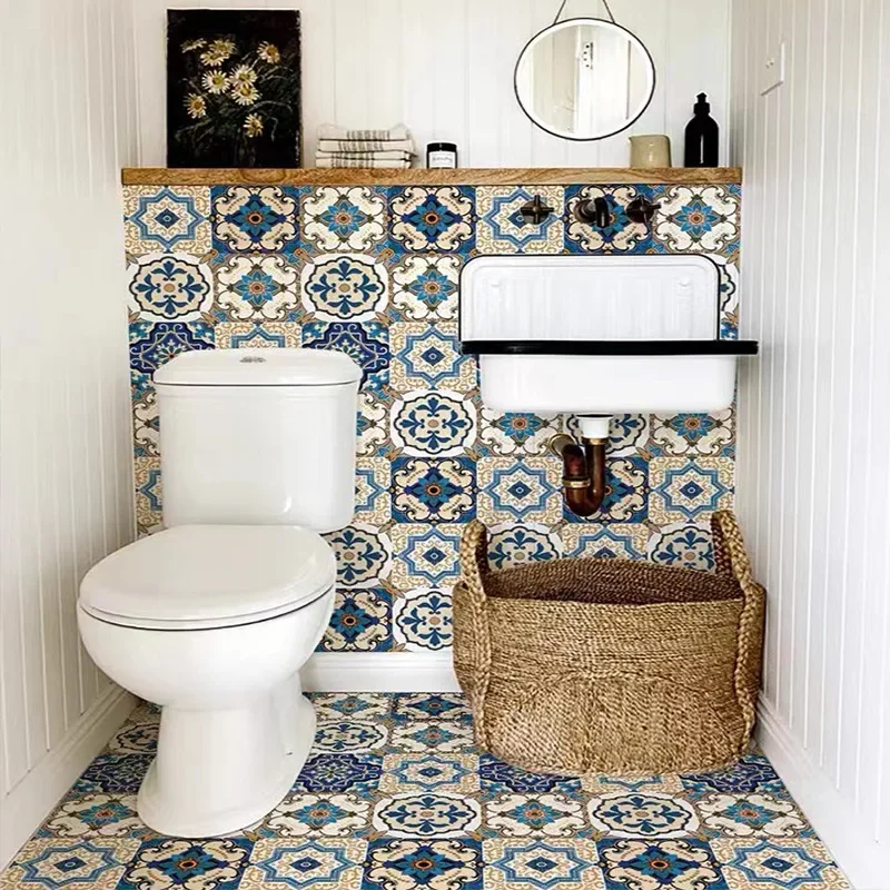 Small Ceramic Tile Pattern Wallpaper Bathroom Stove Kitchen Decoration Renovation Self-adhesive Wallpaper Wall Stickers