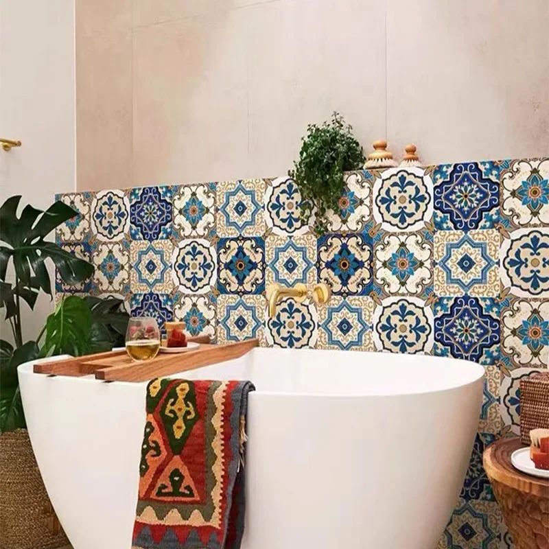 Small Ceramic Tile Pattern Wallpaper Bathroom Stove Kitchen Decoration Renovation Self-adhesive Wallpaper Wall Stickers
