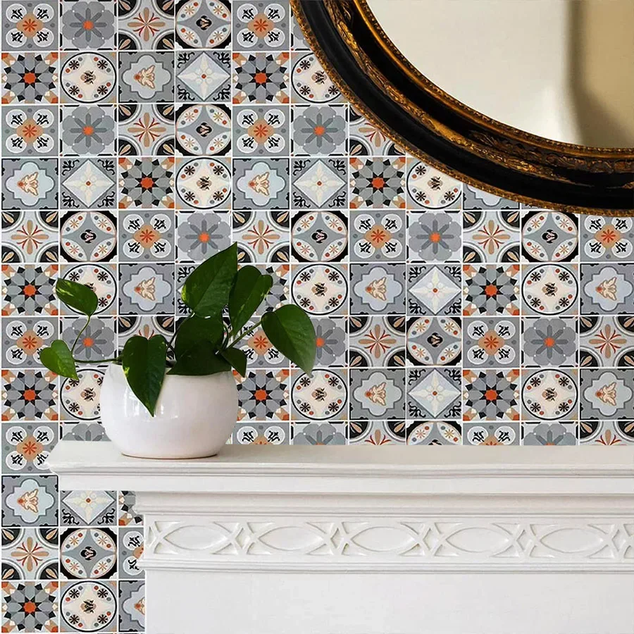 Small Ceramic Tile Pattern Wallpaper Bathroom Stove Kitchen Decoration Renovation Self-adhesive Wallpaper Wall Stickers