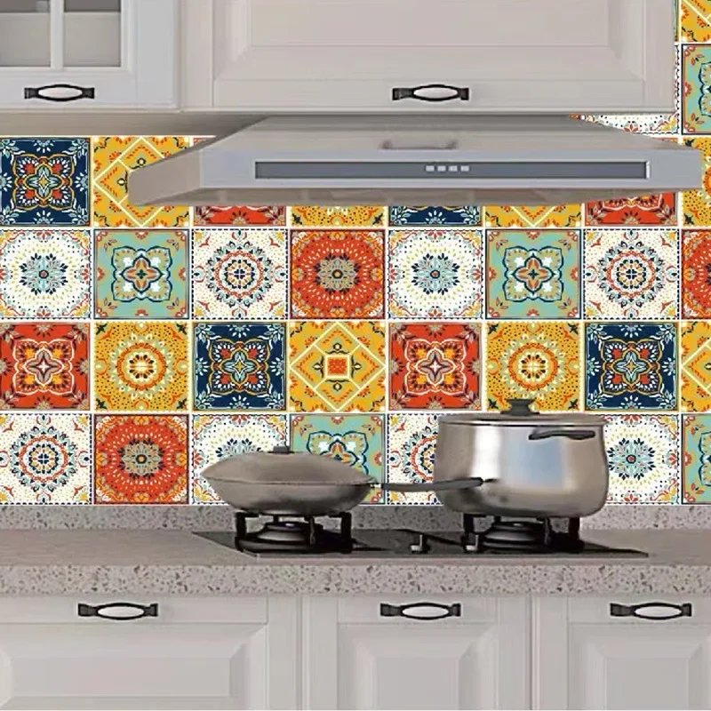 Small Ceramic Tile Pattern Wallpaper Bathroom Stove Kitchen Decoration Renovation Self-adhesive Wallpaper Wall Stickers