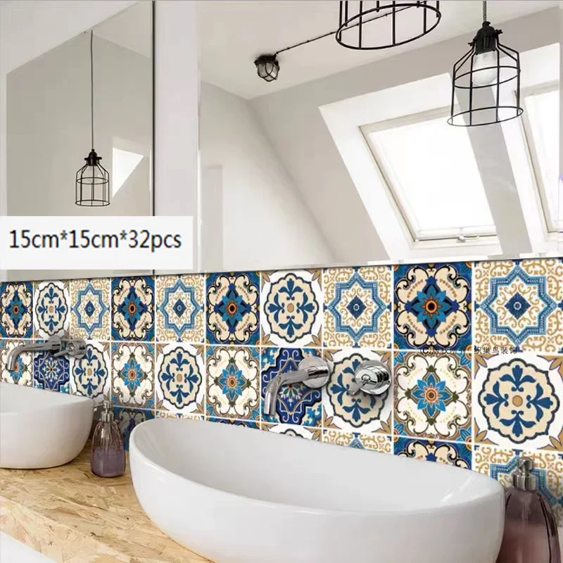 Small Ceramic Tile Pattern Wallpaper Bathroom Stove Kitchen Decoration Renovation Self-adhesive Wallpaper Wall Stickers