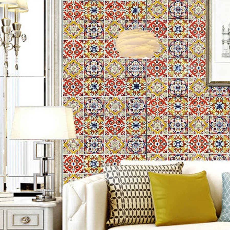 Small Ceramic Tile Pattern Wallpaper Bathroom Stove Kitchen Decoration Renovation Self-adhesive Wallpaper Wall Stickers