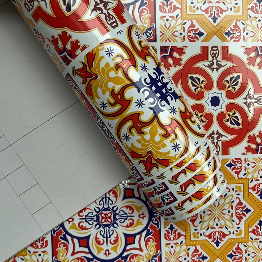 Small Ceramic Tile Pattern Wallpaper Bathroom Stove Kitchen Decoration Renovation Self-adhesive Wallpaper Wall Stickers