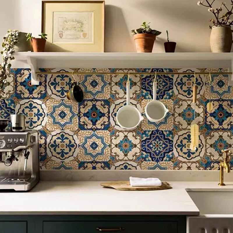 Small Ceramic Tile Pattern Wallpaper Bathroom Stove Kitchen Decoration Renovation Self-adhesive Wallpaper Wall Stickers